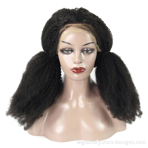 Wholesale wigs virgin hair vendor,180 density lace frontal wigs human hair curly, 4c afro kinky curly human hair lace front wigs